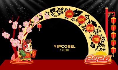File gốc Backdrop Happy New Year 2026 file corel #17 (trang trí) phòng trẻ em
