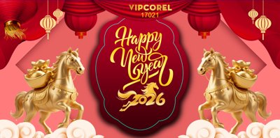 File tranh trang trí Backdrop Happy New Year 2026 file corel #28 (tải file gốc)