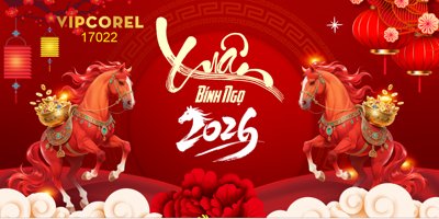 File gốc Backdrop Happy New Year 2026 file corel #29 (phiên bản chuẩn) để in ấn
