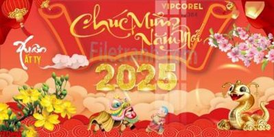 Tải file file in banner tết 2025 phông tết tất niên khai xuân chúc mừng năm mới 2025 TET1094 (gốc) in tranh tráng gương