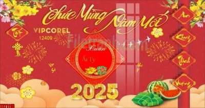 File in ấn file in banner tết 2025 phông tết tất niên khai xuân chúc mừng năm mới 2025 TET1118 (bản gốc) chất lượng cao
