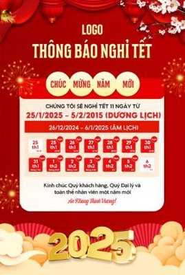Tải file File in thông báo nghỉ tết 2025 TET1210 (gốc) làm tranh treo tường