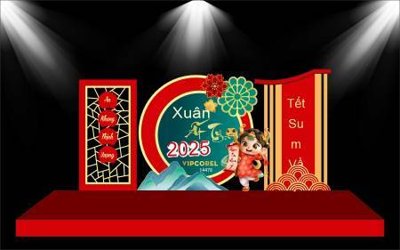 File gốc File check in decor backop trang trí cổng tết năm mới 2025 TET1444 (in lụa) họa tiết 3D