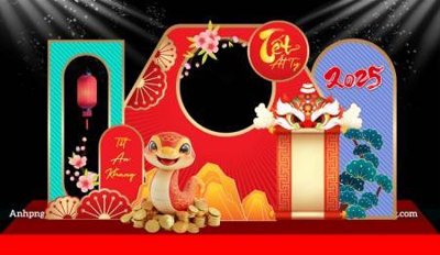 Tải file gốc File backdrop decor check in xuân ất tỵ 2025 TET1709 (in khổ lớn) không mờ