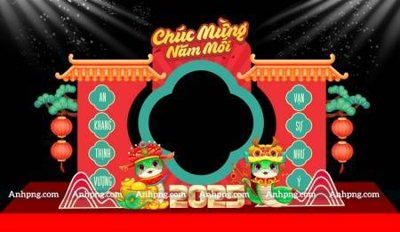 File gốc File backdrop decor check in xuân ất tỵ 2025 TET1745 (trang trí) phòng làm việc