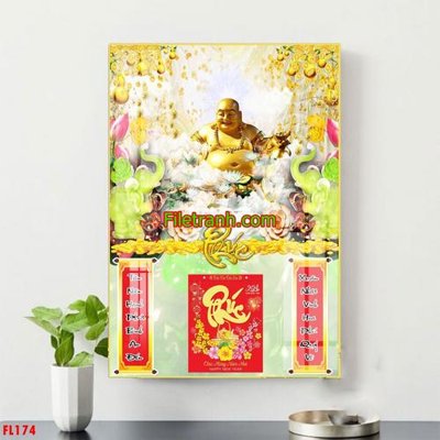 File tranh File in tranh đốc lịch tết block lịch FL174 (bản gốc) in lụa 3D