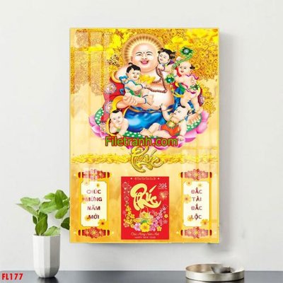 Download file gốc File in tranh đốc lịch tết block lịch FL177 (in lụa) hoa lá