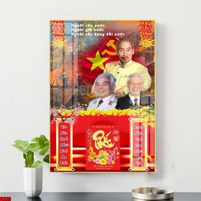 Tải xuống file tranh gốc File in tranh đốc lịch tết 2025 block lịch bác hồ bác giáp bác trọng FL320 (PSD/TIFF)