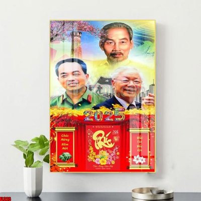 Download file gốc File in tranh đốc lịch tết 2025 block lịch bác hồ bác giáp bác trọng FL325 (in mica) 3D