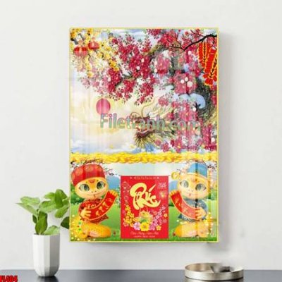 File gốc File in tranh đốc lịch tết block lịch ất tỵ con rắn FL404 (thiết kế) cho in ấn