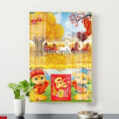 Cung cấp file tranh gốc File in tranh đốc lịch tết block lịch ất tỵ con rắn FL410 độc quyền