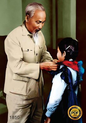 File tranh trang trí Ảnh Bác Hồ đeo khăn quàng đỏ file Ảnh chất lượng cao (tải file gốc)