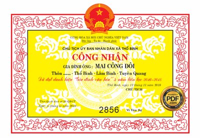File tranh 2 mẫu bằng khen danh hiệu gia đình văn hóa file cdr (file gốc) chuẩn màu in