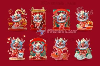 File tranh Anh rong cute 3D (1)(1) (file gốc) chủ đề phong thủy