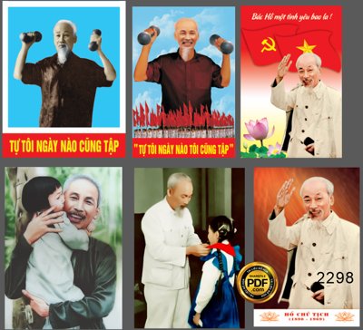 Download file gốc Bác Hồ tập tạ, Bác bế em bé, Bác đeo khăn quàng đỏ cho các cháu (in mica) 3D