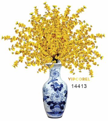 File gốc in mica Bình hoa trang trí tiểu cảnh tết file tách nền PNG chất lượng