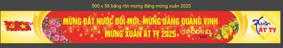 Download file Băng rôn Mừng đất nước đổi mới... 2025 file corel (gốc) in mica cao cấp