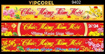 Tải file Băng rôn chúc mừng năm mới 2024 vector #6 (gốc) chủ đề phong thủy