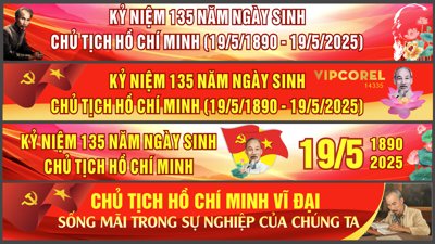 File PSD Băng rôn kỷ niệm 135 năm ngày sinh Bác Hồ file corel #8 (nguyên bản) cho thiết kế