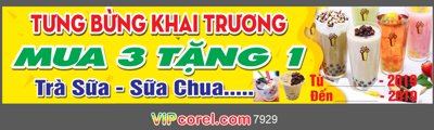 Download file gốc Băng rôn tưng bừng khai trương quán trà sữa (in mica) 3D