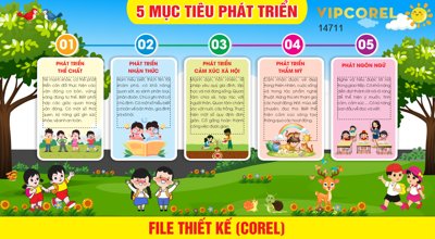 Tải file gốc Bảng 5 mục tiêu phát triển của trẻ mầm non (bản PSD) còn layer