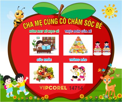 Tải file Bảng Cha mẹ cùng cô chăm sóc bé file corel (ảnh gốc) in tráng gương