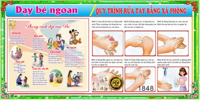 Tải xuống file tranh gốc Bảng Dạy bé ngoan và quy trình rửa tay bằng xà phòng CDR x7 (PSD/TIFF)