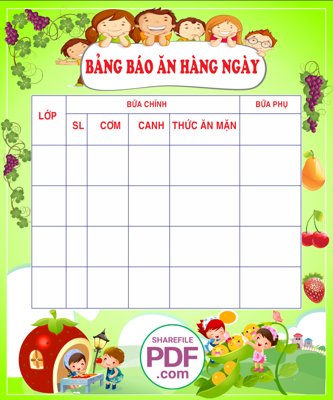 File in ấn Bảng báo ăn hàng ngày file PDF & CDR (bản gốc) cao cấp