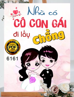 File tranh ảnh gốc Bảng tên cưới Nhà có cô con gái đi lấy chồng #4 dùng cho in khổ lớn