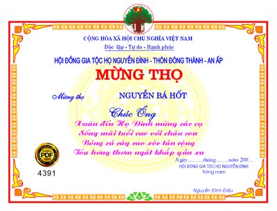 Download file Bằng khen mừng thọ cụ ông file Corel (gốc) in mica ốp bếp