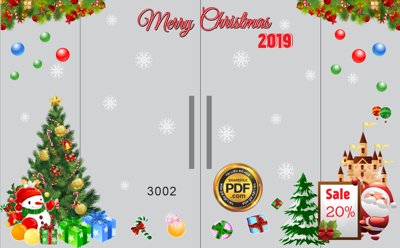 File ảnh Bộ decal cửa kính noel merry christmas 2019 file corel (gốc) trang trí khách sạn