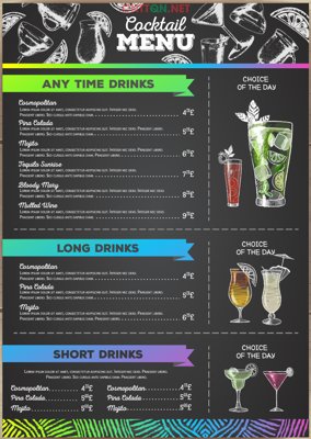 Chi tiết file ảnh Bộ thiết kế Menu đồ uống cocktail file Illustrator sắc nét