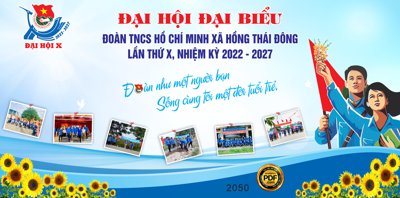 Cung cấp file tranh gốc Backdrop đại hội đại biểu Đoàn TNCS Hồ Chí Minh xã Hồng Thái #2 độc quyền