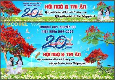 File gốc Backdrop 20 năm Hội ngộ & tri ân vector (in lụa) chi tiết cao