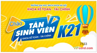 File PSD Backdrop Chào Tân Sinh Viên K21 - khoa Kế Toán - Tài chính (bản gốc) độ phân giải cao