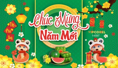 File gốc Backdrop Chúc mừng năm mới 2025 #242 file corel (in tráng gương) nghệ thuật