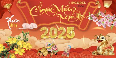 File gốc Backdrop Chúc mừng năm mới 2025 vector corel #110 (trang trí) phòng trẻ em