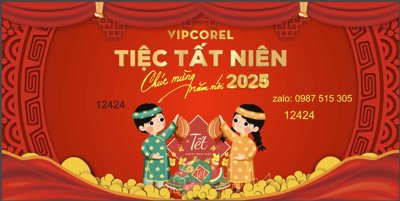 Ảnh gốc file in lụa Backdrop Chúc mừng năm mới 2025 vector corel #150 chi tiết