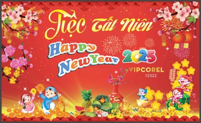 File tranh Backdrop Chúc mừng năm mới 2025 vector corel #48 (gốc) chủ đề thành phố