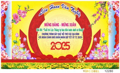 File gốc Backdrop Chúc mừng năm mới 2025 vector corel #6 (in lụa) trang trí tường