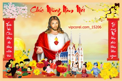 File gốc in ấn Backdrop Chúc mừng năm mới nhà thờ vector chất lượng vượt trội