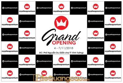 File in ấn Backdrop Grand Opening Royal Tea Premium file CDR chuyên nghiệp