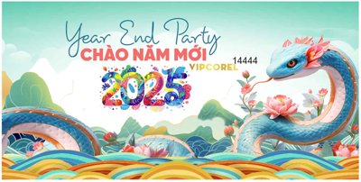 File gốc Backdrop Happy New Year 2025 file corel #10 (in mica) làm bảng hiệu