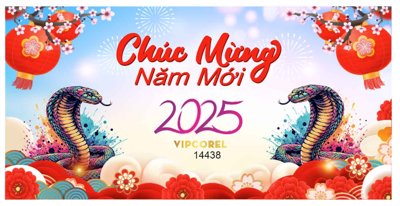 File tranh in tráng gương Backdrop Happy New Year 2025 file corel #4 (siêu nét)