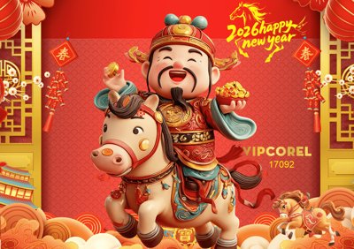 File in trần Backdrop Happy New Year 2026 file corel #73 (file gốc) chủ đề vũ trụ