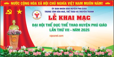 File tranh Backdrop Lễ khai mạc Đại hội thể dục thể thao 2025 (bản gốc) treo tường