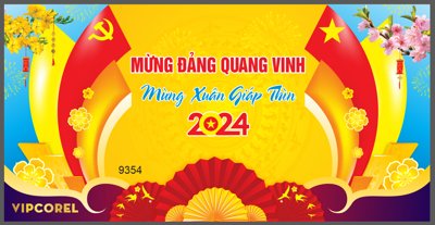 File tranh Backdrop Mừng Đảng - Mừng Xuân Giáp Thìn 2024 vector #87 (gốc) chủ đề thiên nhiên
