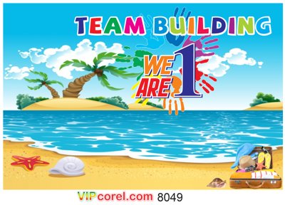 Ảnh gốc file in lụa Backdrop Team building We are one #8 file corel chi tiết