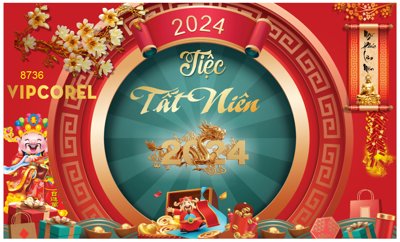 File tranh Backdrop Tiệc tất niên 2024 #67 file corel (gốc) chủ đề động vật