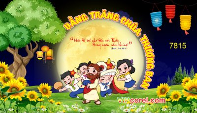 File tranh trang trí Backdrop Vầng trăng của chúa thương ban - Trung thu (tải file gốc)